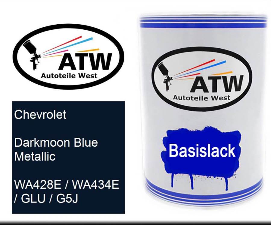 Chevrolet, Darkmoon Blue Metallic, WA428E / WA434E / GLU / G5J: 500ml Lackdose, von ATW Autoteile West.